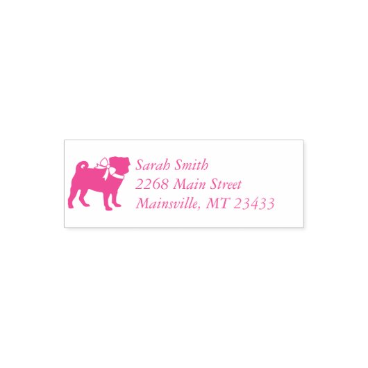 Mops Dog Babydusche Mädchen Pink mit Bow Permastempel (Design)