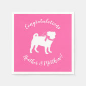 Mops Dog Babydusche Mädchen Pink mit Bow Serviette (Vorderseite)