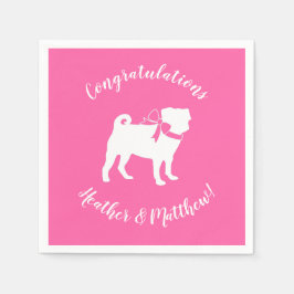 Mops Dog Babydusche Mädchen Pink mit Bow Serviette