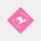 Mops Dog Babydusche Mädchen Pink mit Bow Serviette (Ecke)