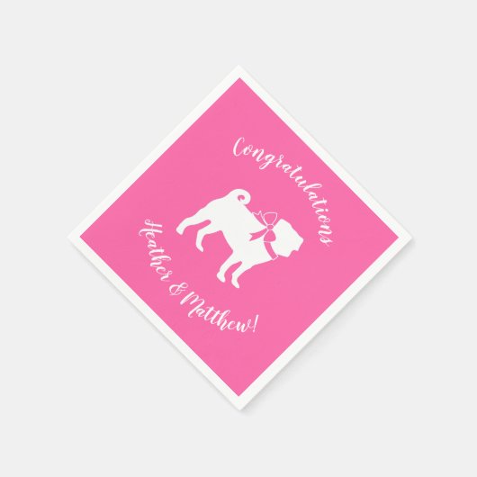 Mops Dog Babydusche Mädchen Pink mit Bow Serviette (Ecke)