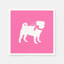 Mops Dog Babydusche Mädchen Pink mit Bow