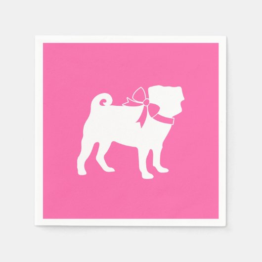 Mops Dog Babydusche Mädchen Pink mit Bow Serviette (Vorderseite)