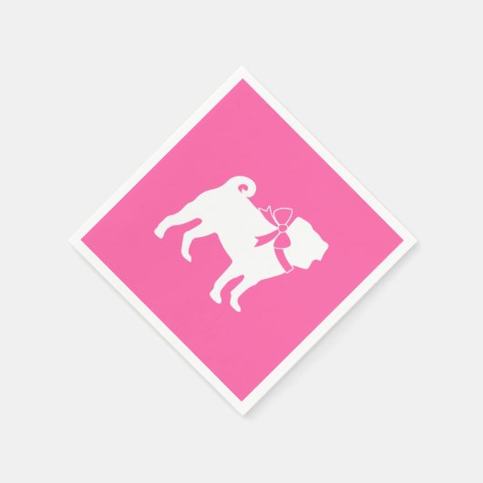 Mops Dog Babydusche Mädchen Pink mit Bow Serviette (Ecke)