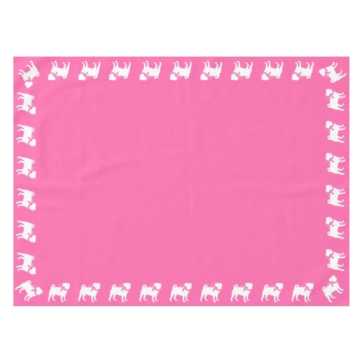 Mops Dog Babydusche Mädchen Pink mit Bow Tischdecke (Vorderseite (Horizontal))
