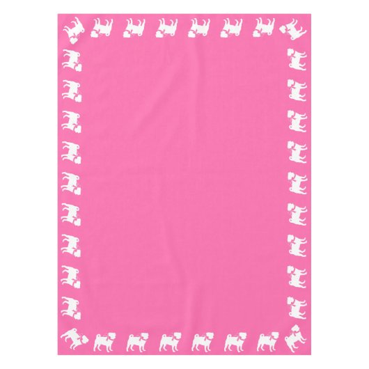 Mops Dog Babydusche Mädchen Pink mit Bow Tischdecke (Vorderseite)