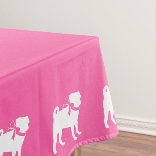 Mops Dog Babydusche Mädchen Pink mit Bow Tischdecke (Beispiel)