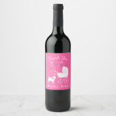 Mops Dog Babydusche Mädchen Pink mit Bow Weinetikett (Vorderseite)