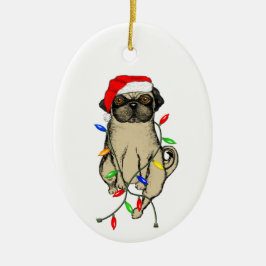 Mops Dog Bah Humpug Weihnachten Keramik Ornament