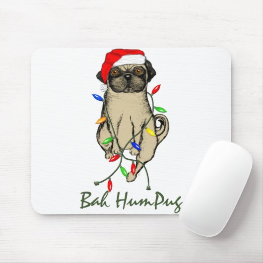 Mops Dog Bah Humpug Weihnachten Mousepad (Mit Mouse)