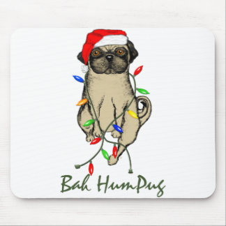 Mops Dog Bah Humpug Weihnachten Mousepad
