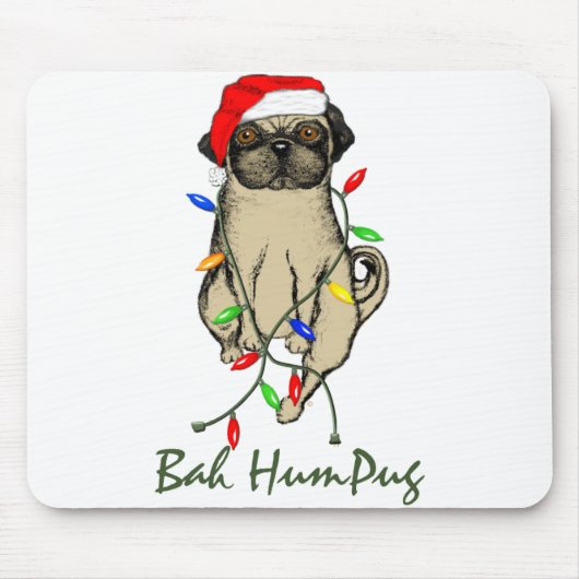 Mops Dog Bah Humpug Weihnachten Mousepad (Vorne)