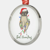 Mops Dog Bah Humpug Weihnachten Silbernes Ornament (Links)