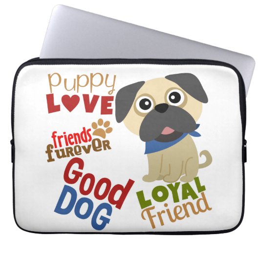 Mops Dog Bester Freund Laptopschutzhülle (Vorderseite)