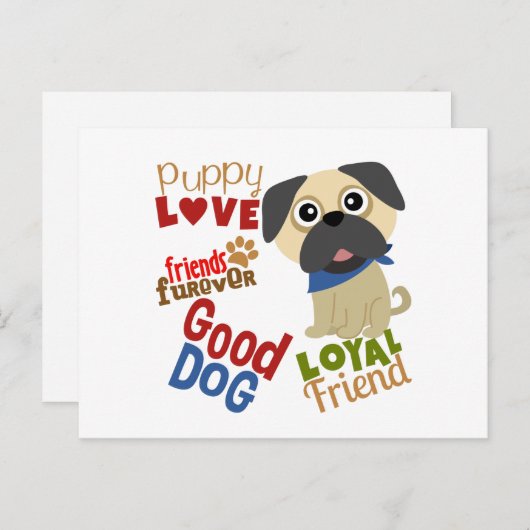 Mops Dog Bester Freund Postkarte (Vorne/Hinten)