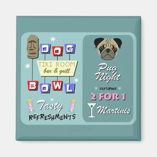 Mops Dog Bowling Tiki Night Magnet