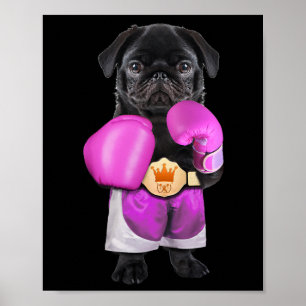 Mops Dog Boxing Funny Fitness Gym Workout Poster