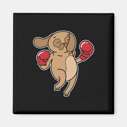 Mops Dog Boxing Magnet (Vorne)