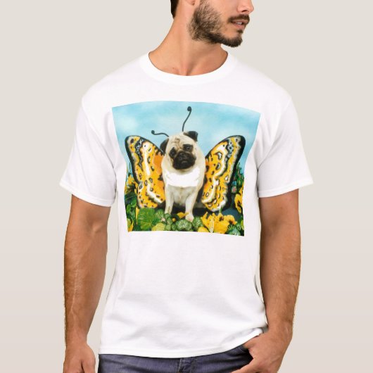 Mops Dog Butterfly T - Shirt (Vorderseite)