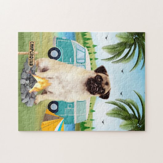 Mops Dog Camping Puzzle (Horizontal)