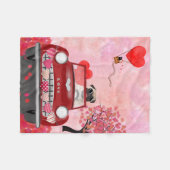 Mops Dog Car mit Herzvalentiner Fleecedecke (Vorderseite (Horizontal))