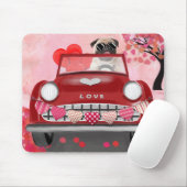Mops Dog Car mit Herzvalentiner Mousepad (Mit Mouse)