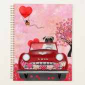 Mops Dog Car mit Herzvalentiner Planer (Vorderseite)
