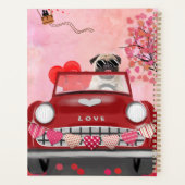 Mops Dog Car mit Herzvalentiner Planer (Rückseite)