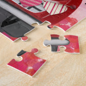 Mops Dog Car mit Herzvalentiner Puzzle (Seite)