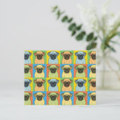 Mops Dog Cartoon Pop-Art Postkarte (Stehend Vorderseite)