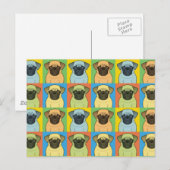 Mops Dog Cartoon Pop-Art Postkarte (Vorne/Hinten)