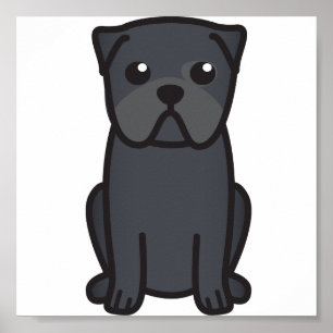 Mops Dog Cartoon Poster