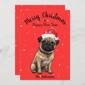 Mops Dog Christmas Feiertagskarte (Vorne/Hinten)