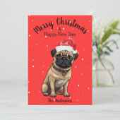 Mops Dog Christmas Feiertagskarte (Stehend Vorderseite)