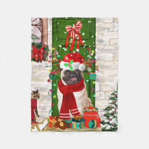 Mops Dog Christmas Fleecedecke