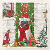 Mops Dog Christmas Glasuntersetzer (Vorderseite)