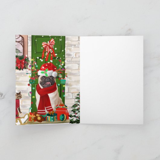 Mops Dog Christmas Karte (Innenseite)