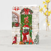 Mops Dog Christmas Karte (Gelbe Blume)