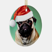Mops Dog Christmas Keramik Ornament (Rechts)