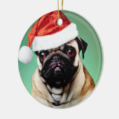 Mops Dog Christmas Keramik Ornament (Links)