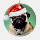 Mops Dog Christmas Keramik Ornament (Hinten)