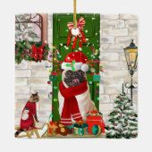 Mops Dog Christmas Keramikornament (Rückseite)