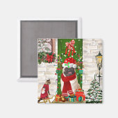 Mops Dog Christmas Magnet (Vorderseite/Rückseite)