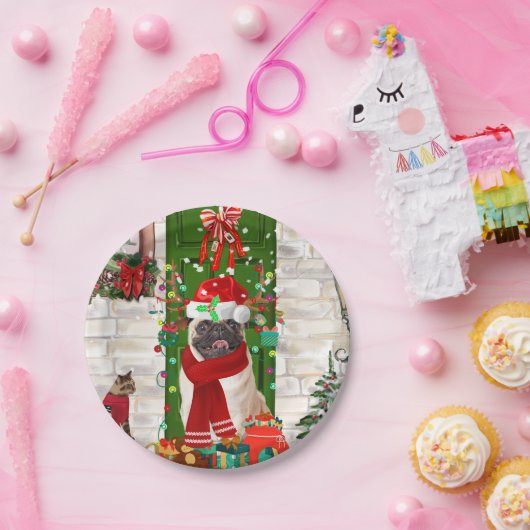 Mops Dog Christmas Pappteller (Party)