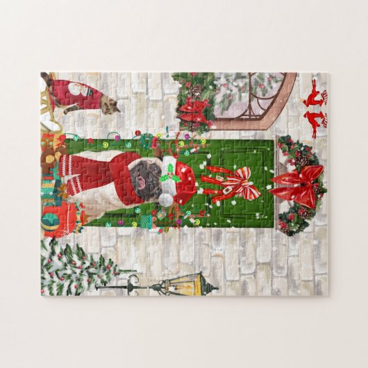 Mops Dog Christmas Puzzle (Horizontal)