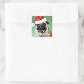 Mops Dog Christmas Quadratischer Aufkleber (Tasche)