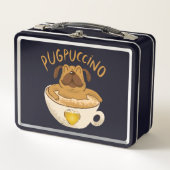 Mops Dog Coffeine Lover Design Metall Brotdose (Vorderseite)