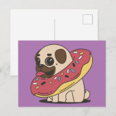 MOPS DOG DONUT POSTCARDS POSTKARTE (Vorne/Hinten)