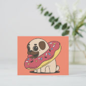 MOPS DOG DONUT POSTCARDS POSTKARTE (Stehend Vorderseite)