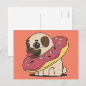 MOPS DOG DONUT POSTCARDS POSTKARTE (Vorne/Hinten)